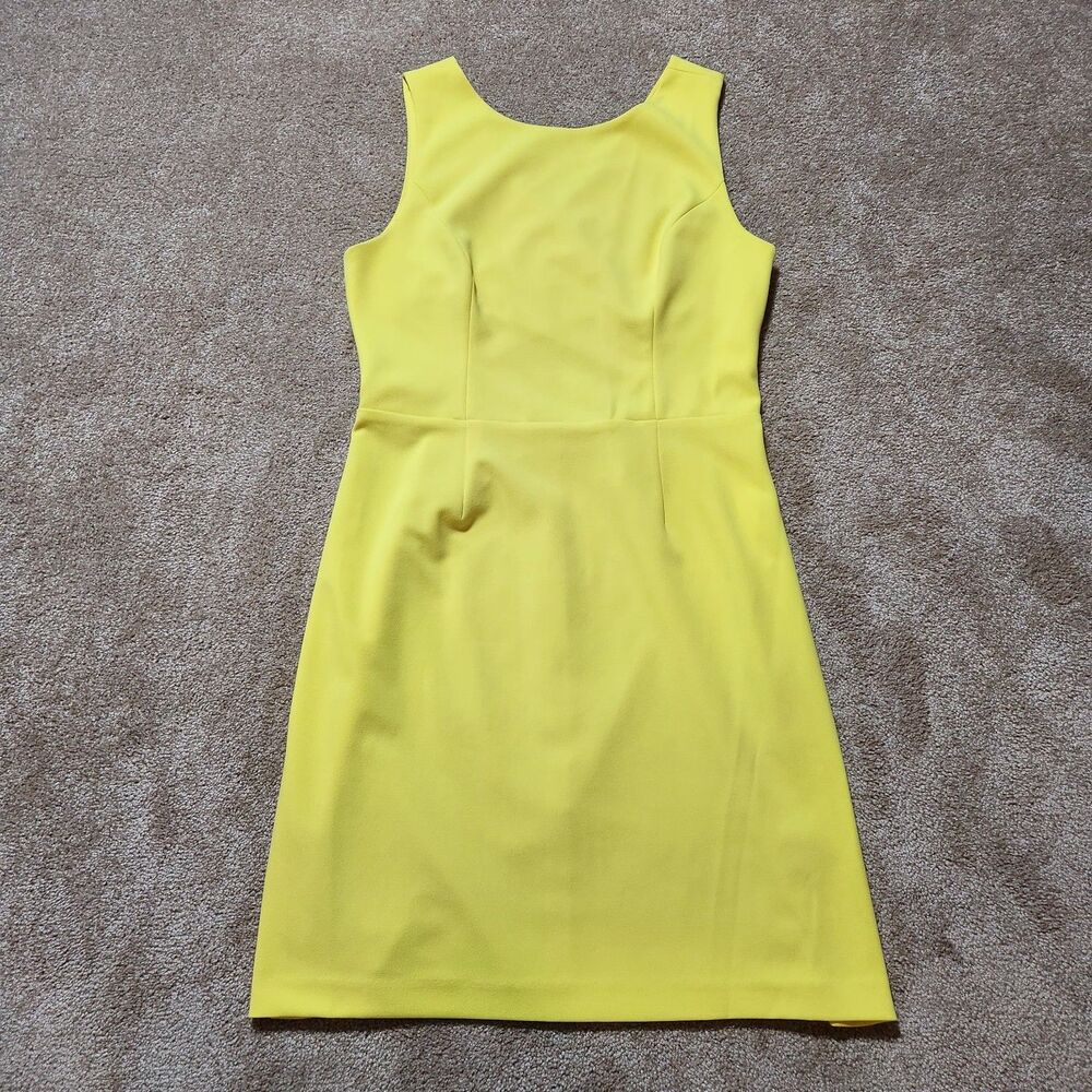 Betsy Johnson Sheath Midi Dress Women 12 Yellow Crisscross Open Back Cocktail